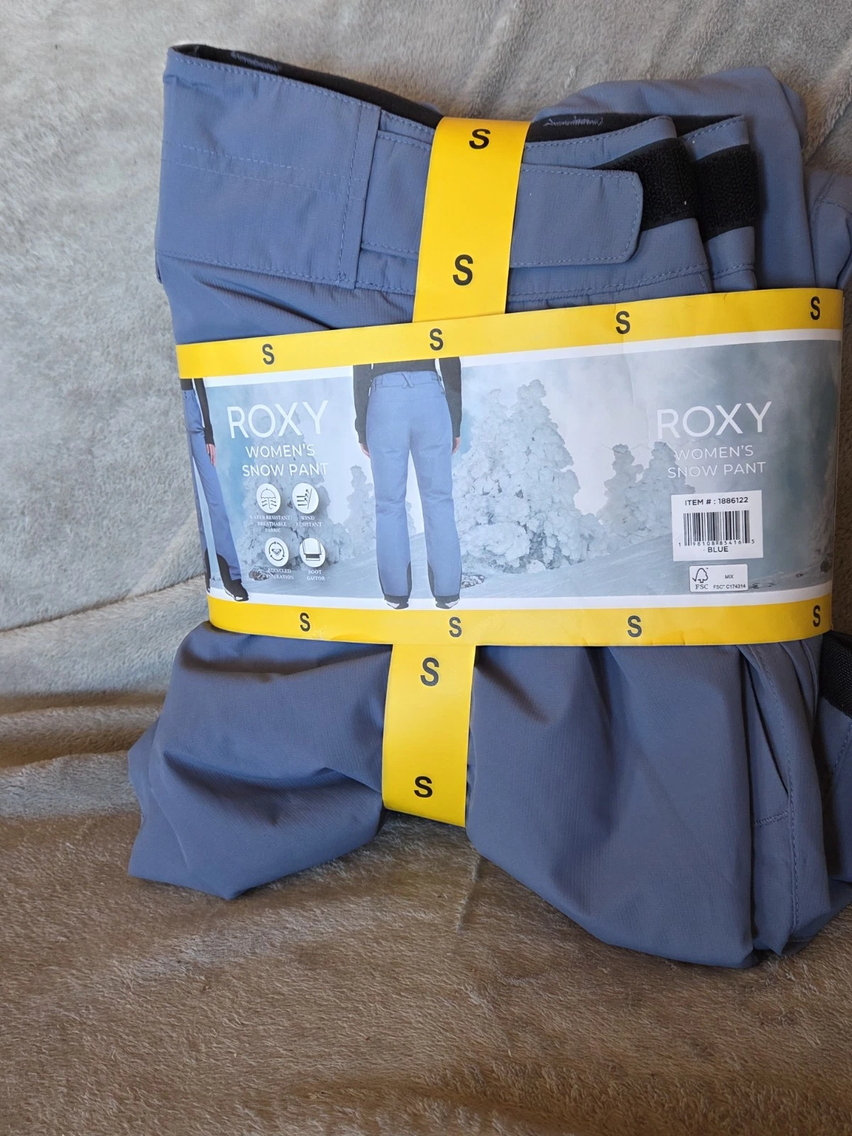 New Roxy Womens Blue Snow Pants Small S Dry Flight Water Resistant NWT