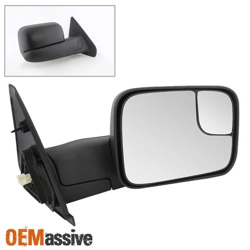 Fit 2002-2008 Ram Manual Rotatable Towing Trailer Power Passenger Side Mirror