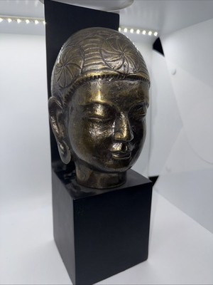 Bombay Company Bronze Brass  Buddha Head Bust Statue Wall Mount Bookend