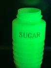 Vintage Jadeite Uranium Glass Sugar Shaker 1930s Depression Beehive Jeannette