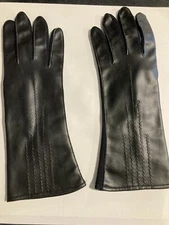 Winter Black Dress Gloves Size S M L Faux Leather Fourchette Lined From Japan