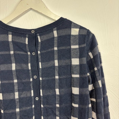 Banana Republic Sweater Plaid Navy Blue & White Long Sleeve Pullover Womens L - Picture 5 of 6