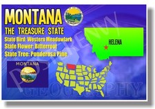 Montana Geography - NEW U.S State Travel POSTER