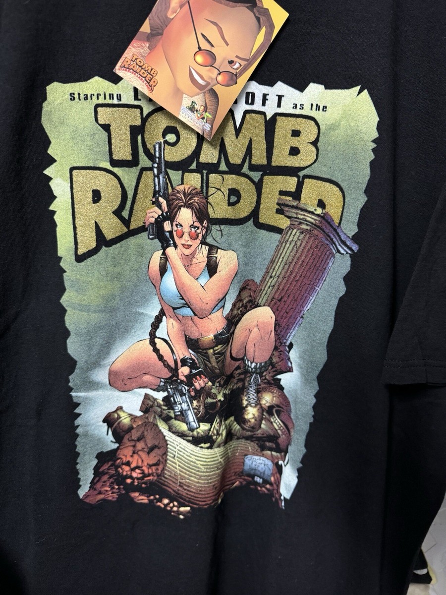 Vintage Tultex Tomb Raider Starring Lara Croft Black T-Shirt PS1