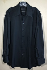 CLAIBORNE Men  s wrinkle free Long Sleeve Button Up Size Large Black Shirt C2