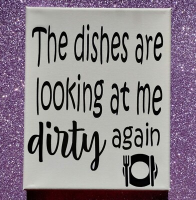 Kitchen CANVAS 8x10  Sign PHOTO B&W HOME WALL DECOR HANDMADE CHOOSE COLOR home