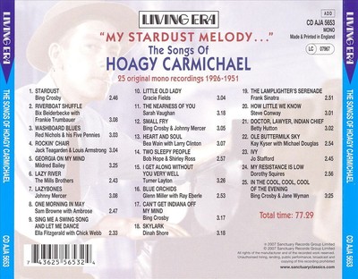 HOAGY CARMICHAEL MY STARDUST MELODY: THE SONGS OF HOAGY CARMICHAEL NEW CD