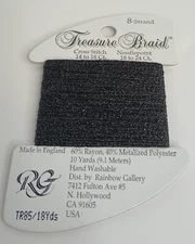 Rainbow Gallery Treasure Braid Black Needlepoint Cross Stitch TR85 18 Yards