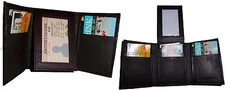 Man’s wallet Trifold Leather wallet  ID window 2 bill pocket 9 card spaces  new