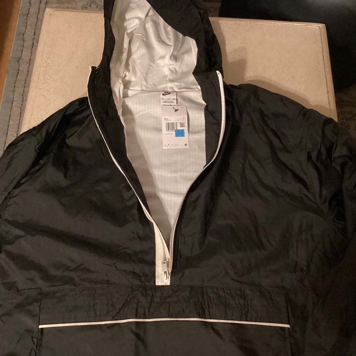 Nike Men Anorak Jacket Windbreaker 1/2 Zip Pull Over Black XXL