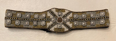 Free People Belt Black Suede Corset Studded Beaded Boho Cummerbund 30 - 32” Free People Suede Belts for Women for sale | eBay main image 3