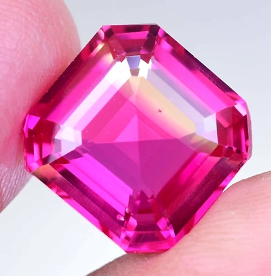 Natürlich Pitambari Saphir 14.20 Karat Smaragd Pink & Gelb If Certified - Bild 1 von 4