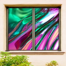3D Mixed Color 058NAO Window Film Print Sticker Cling Stained Glass UV Block Fay