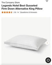 The Company Store Hotel Best Gusseted Firm Duck Down Alternative King Sz Pillow