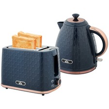 Kettle & Toaster Set 1.7L Blue Honeycomb PP Plastic 2-Slice 7 Browning AutoPop7
