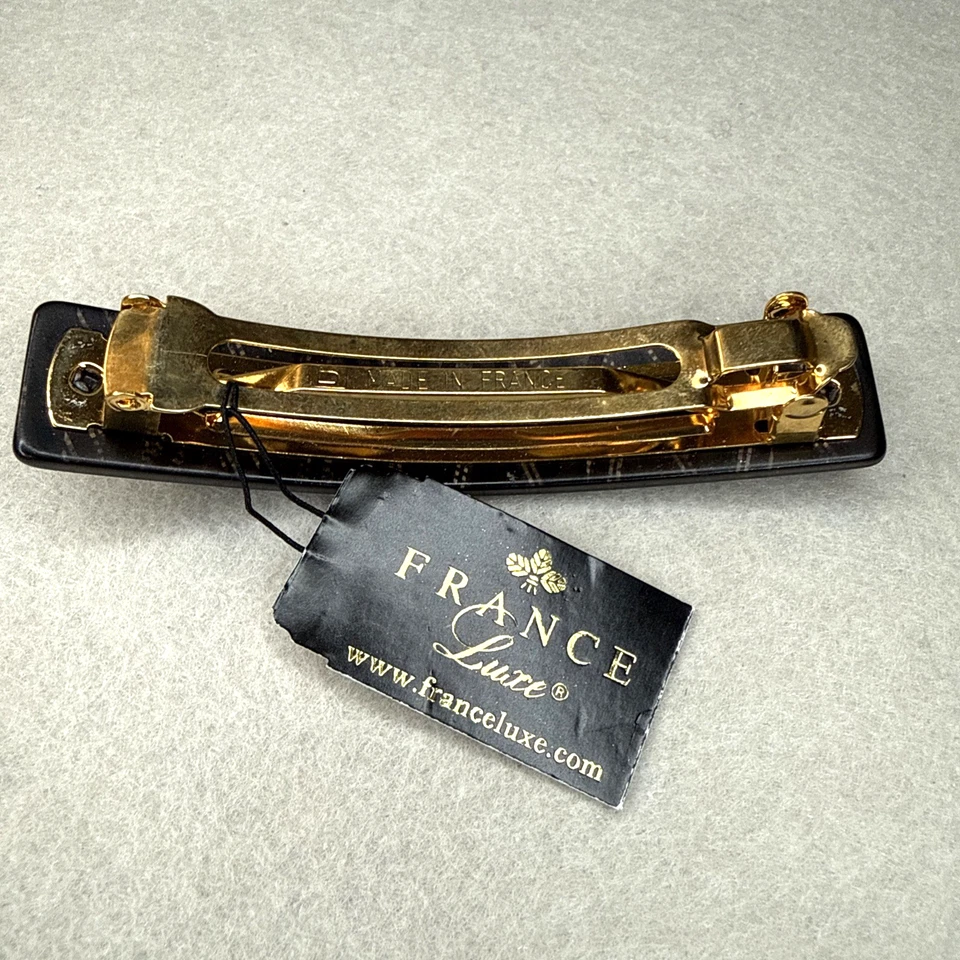 France Luxe Classic Rectangle Barrette - Brown Chevron (NEW) - Image 4 of 4