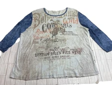 Vintage Y2K Fashion Bug 3/4 Sleeve Country Girl Top Back & Front Print 18/20 W