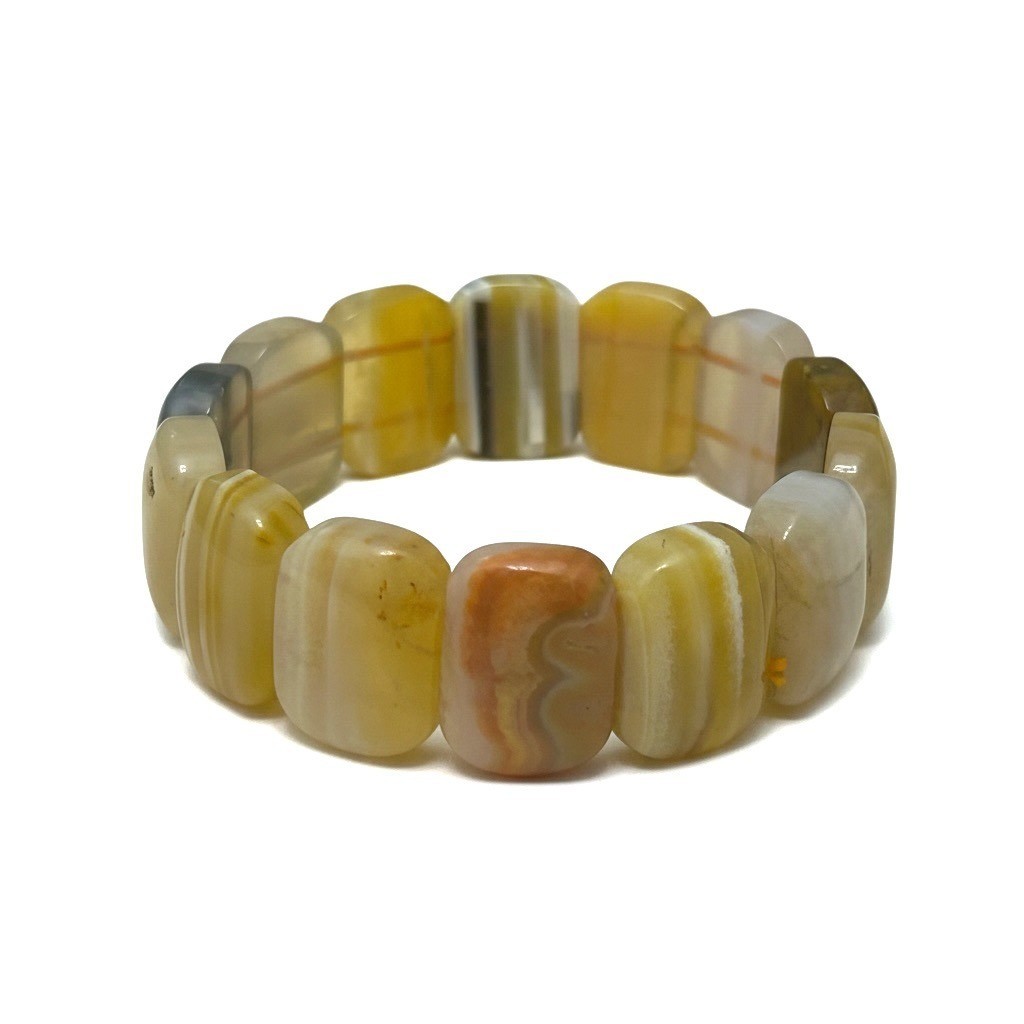 Yellow Agate Bracelet Rectangular Polished Natura… - image 2