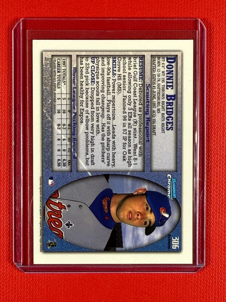 1998 Bowman Chrome Rookie Donnie Bridges #306 (RC) - Refractor - Image 2 of 2