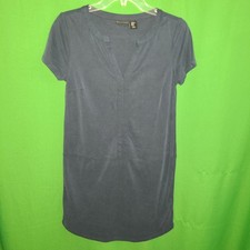 2577) NWOT TAHARI x-small navy blue shift mini dress modal w/stretch new 
