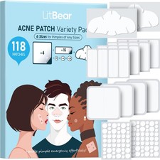 LitBear Large Pimple Patches for Face 6 6 Sizes 118 Patches, Transparent