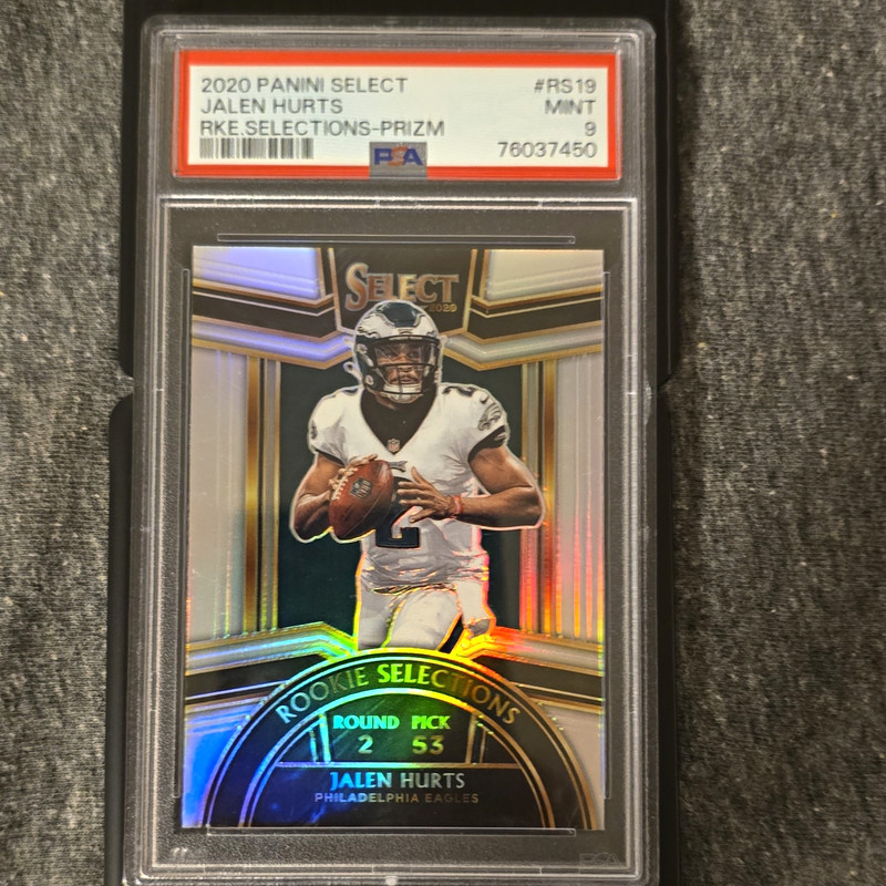 Panini 2020 Select Jalen Hurts Eagles Rookie Selections Silver Prizm RS-19 PSA 9