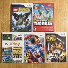 Lot of 5 Wii EMPTY CASES With instruction MANUALS Super Mario,Lego Batman