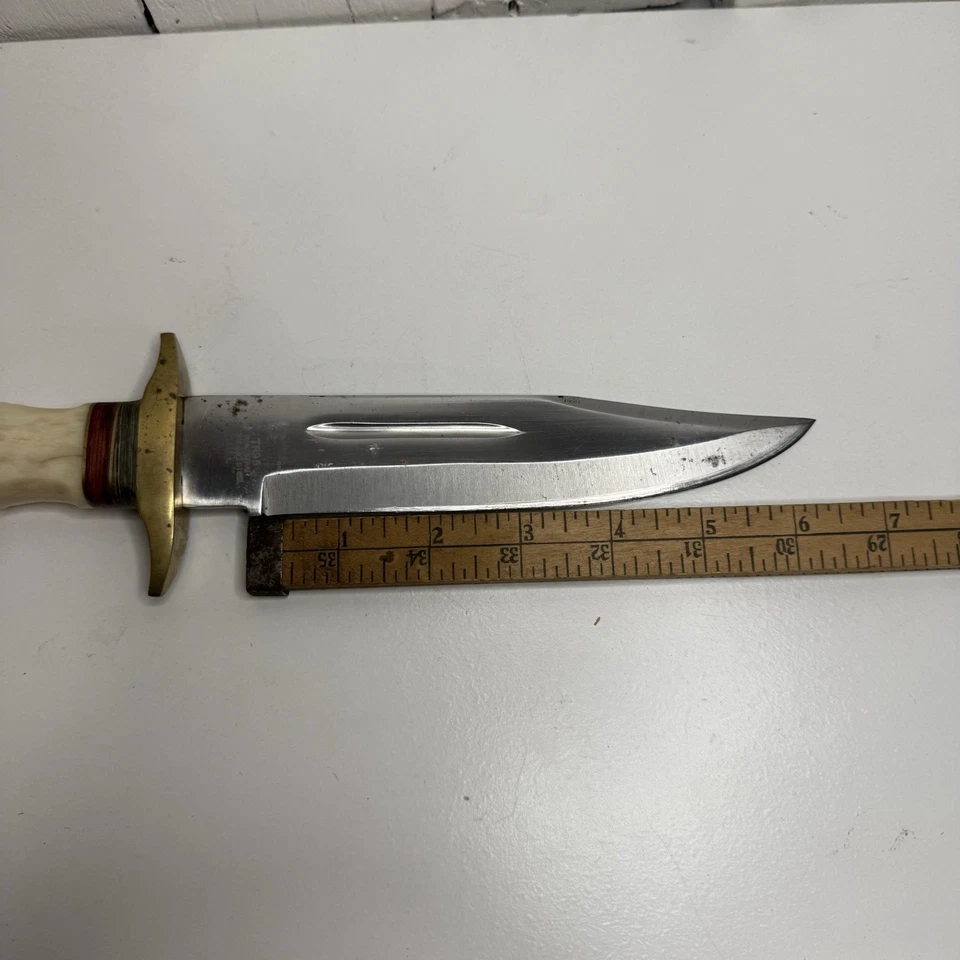 "Cuchillo Bowie vintage Timber Rattler TR95 - protector de latón - 12"" de caza" Foto 3 de 4