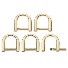 D-Rings Screw in Shackle, 5Pcs 9mm U Shape D Ring for Purse Bag DIY, Gold