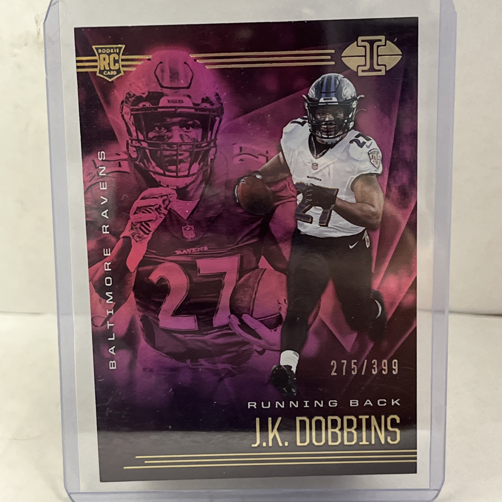 2020 Panini Illusions - Trophy Collection Pink #13 J.K. Dobbins /399 (RC)