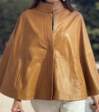 ZARA CAPE GR XS/ S LEDER JACKE MIT REISSVERSCHLUSS CAMEL