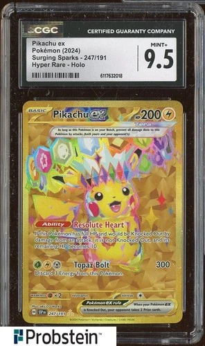 2024 Pokemon Surging Sparks 247/191 Pikachu ex Hyper Rare Holo CGC 9.5 MINT+