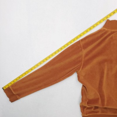 Stussy Track Jacket Mens Large Brown Tan Velour Quarter Zip