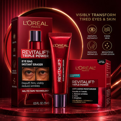 L'Oreal Paris Revitalift Triple Power Eye Bag Instant Eraser, Eye Tightener Trea