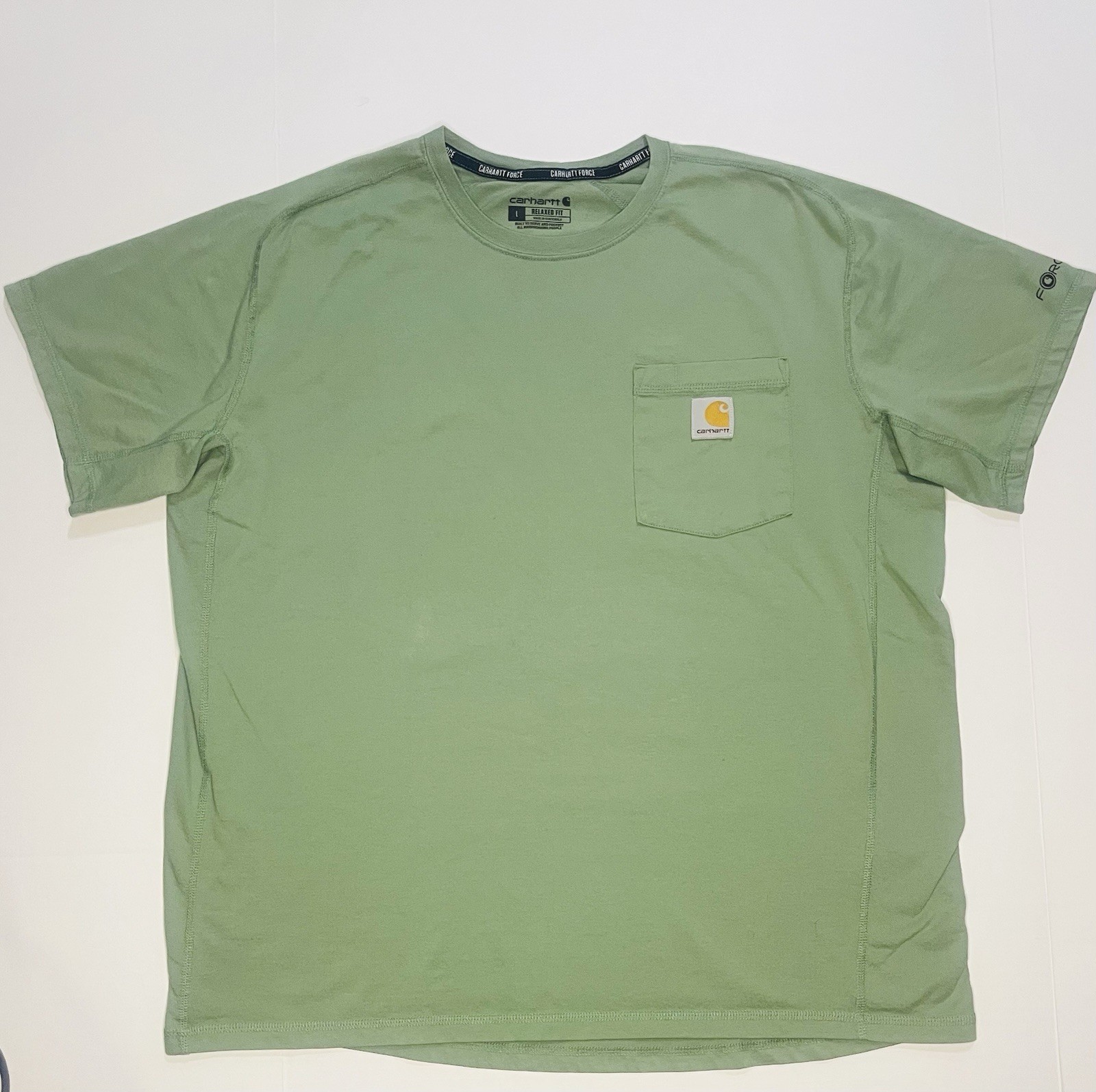 Carhartt Mens Size L Green Relaxed Fit Shirt Short Sleeve Crew