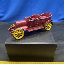 VINTAGE CAST IRON TOY CONVERTIBLE TOURING CAR 2 SEAT OPEN TOP RUNABOUT A4C