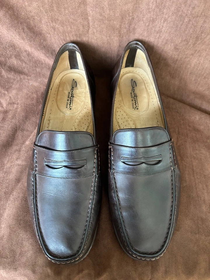 Mocasín Santoni Hombre Marrón Oscuro Hecho en Italia Talla 11EE Foto 3 de 4