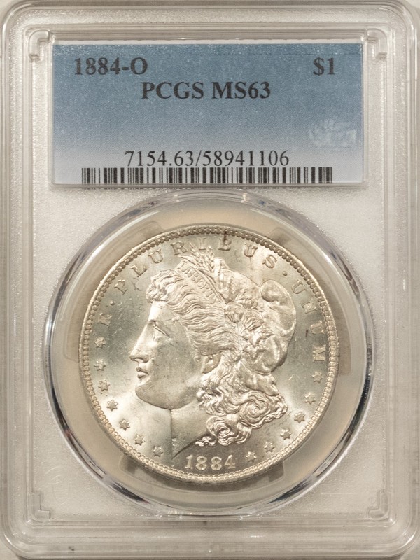 1884-O $1 MORGAN DOLLAR - PCGS MS-63 WHITE & CHOICE, PQ!