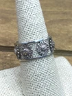 Vintage Sunflower Open Cut 10mm Sterling Silver Band Sz. 9