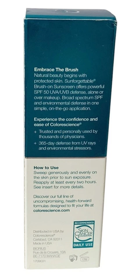 COLORESCIENCE SUNFORGETTABLE BRUSH-ON SUNSCREEN SPF 50 MEDIUM 0.21oz NEW IN BOX - Image 4 of 4