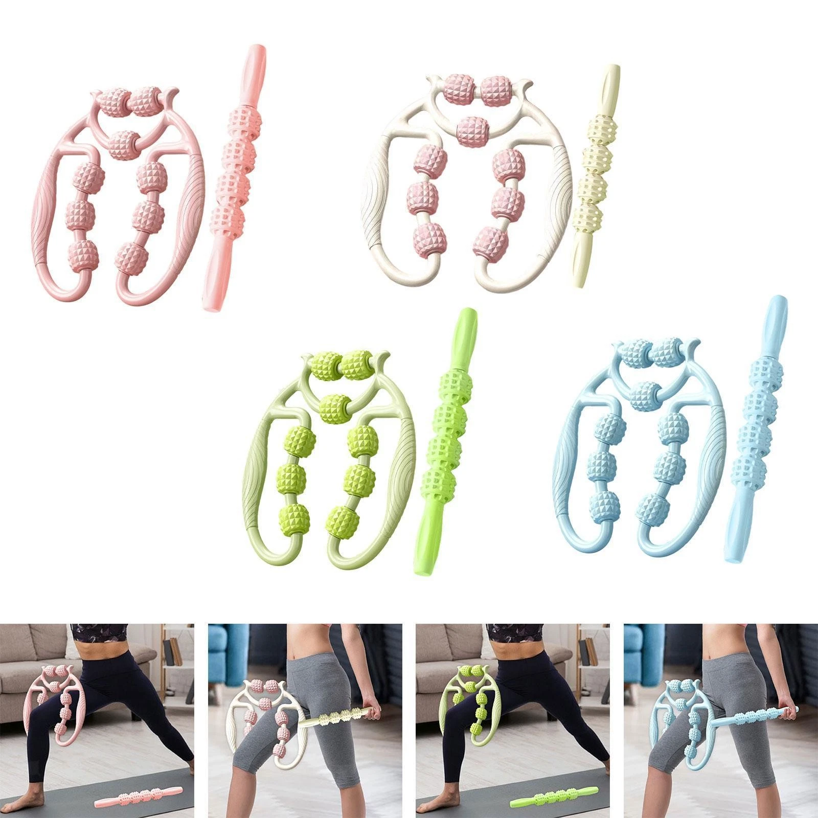 2 Pieces Massage Roller Leg Massage Muscle Roller Handheld Manual Body Sculpting