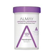 Almay Longwear Waterproof Eye Makeup Remover Pads 120 Count Fragrance-Free