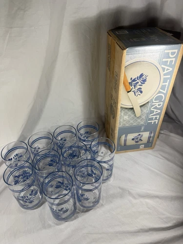 Set Of 8 Vintage Pfaltzgraff Yorktowne 16oz Glasses Tumblers Coolers Libbey MINT