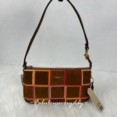 Coach Coachtopia Alter/Ego Plaza Bag Suede Scrap Warm Brown/Sunset CFB08 NWT