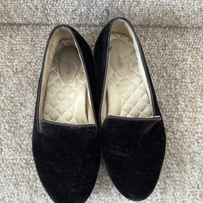 BIRDIES Starling Flat Slip On Comfort Shoes Loafer Size 6.5 Black Velvet Preppy