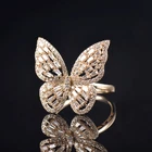 Stunning 14K Yellow Gold Natural Diamond Butterfly Women Anniversary Ring
