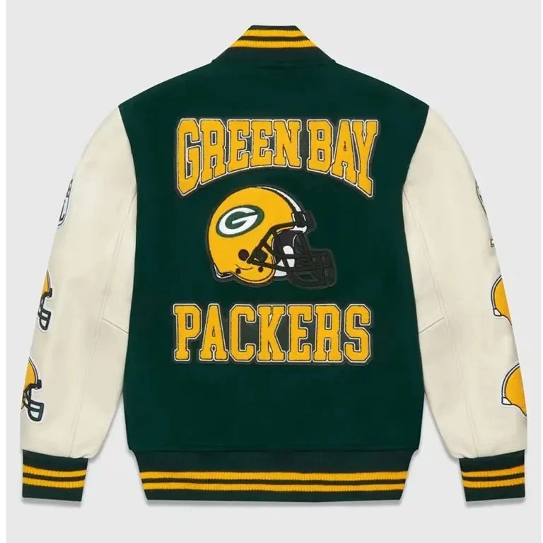 Green Bay Packers Green Wool Sleeves Men's Varsity Jacket