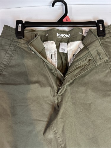 New Men's Sonoma The Everyday Flat Front Shorts Size 30 Dusty Olive 10” Inseam2B - Picture 6 of 8