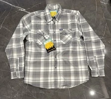 Dixxon Flannel Daybreak Long Sleeve Pearl Snap Button Shirt NWT Large Grey
