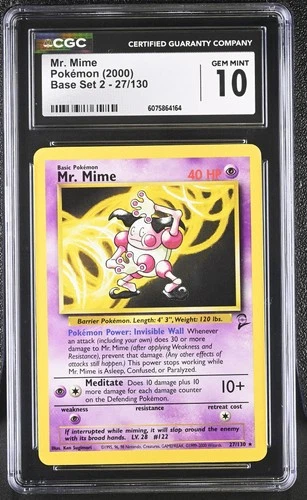 CGC 10 GEM MINT Mr. Mime 2000 Base Set 2 27/130 Pokemon Card